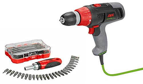 Skil Set Bohrschrauber Energy Line + 26 teilige Bit Box (kompakt, leicht und präzise, 20 Drehmomenteinstellungen, viele verschiedene Bits)