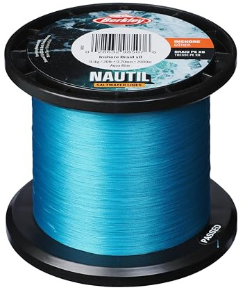 Berkley Nautil Inshore Braid | Ultra-weiche und Starke geflochtene PE-Angelschnur | Große Wurfweite | Geflochtene Schnur für Salzwasser und Süßwasser zum Spinnfischen und Casting | 0,25mm, 30lb, 300m