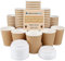 Nationwide Paper Coffee Cups with Lids 12oz Disposable Takeaway Coffee Cups Triple Walled Ripple Cups Brown - 50 Pcs