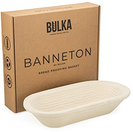 Bulka Cesta ovalada grande de 1 kg para hacer gofres Banneton para hacer pan, pulpa de madera prensada, cesta a prueba de masa madre antiadherente, suministros para hornear pan de masa madre
