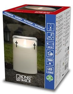 Konstsmide Luz LED conmemorativa/tumba con temporizador de 8 horas, 1 diodo de luz blanca cálida, funciona con pilas, exterior (IP44), batería: 2 x D 1,5 V (no incluida), 1868-170