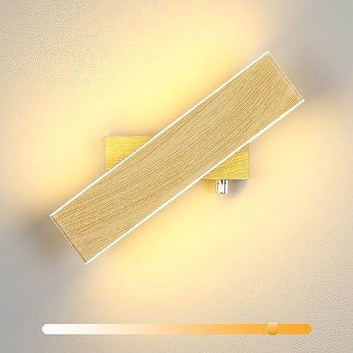 ENCOFT 12W Applique Murale Intérieur LED avec Interrupteur Dimmable, 31cm Éclairage Mural Rotatif Up Down Spot Lumière, Lampe Luminaire de Mur Rotative en Aluminium pour Chambre Salon, 3000K
