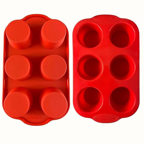 Muffin Tray Silicone Muffin tin deep Cupcake tin Yorkshire Pudding Tray Non Stick bakeware Mould Cupcake Mould Baking Tray Silicone Baking Mould Yorkshire Pudding (Red)