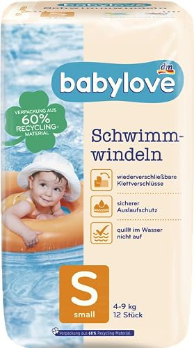 Babylove Feuchttücher, Windeln, Wickelunterlagen und mehr. (1x 12 Stück, Schwimmwindeln Gr. S)