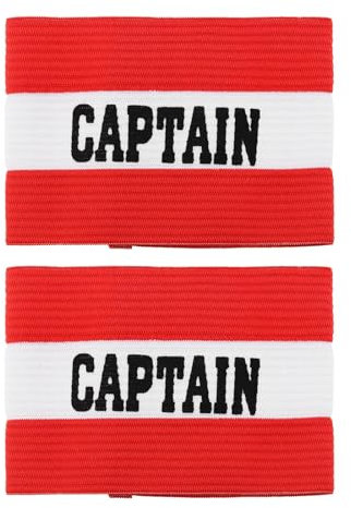 LT Easiyl 2 Stück Kapitänsbinden Sportarmband 30 X 8,8 cm Nylon Elastische Armbinde für Fußball Basketball Fußball Mannschaftssport Sportausrüstung Zubehör, Rot Und Weiß