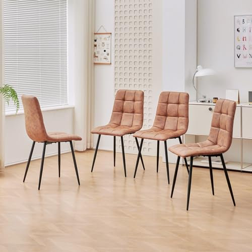 Fruyyzl Esszimmerstühle 4er Set, Esszimmer Stühle Vintage Braun, Polsterstuhl mit Metallbeinen, Esstischstühle Modern für das Schlafzimmer