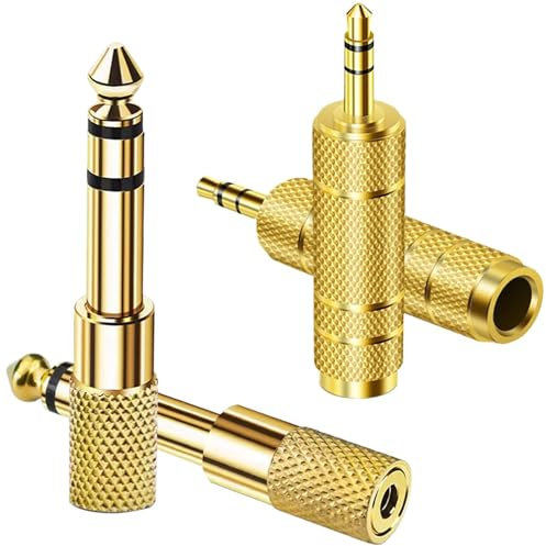 Mepsies Klinke Adapter 4 Stück 6,35mm auf 3,5mm Stereo Audio Aux Kopfhörer Adapter für Aux-Kabel Verstärker Kopfhörer (6,35mm Stecker auf 3,5mm Buchse 2X, 3,5mm Stecker auf 6,35mm Buchse 2X)