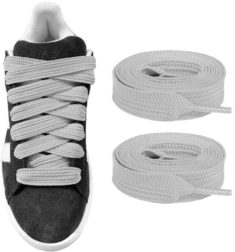 UamGlsob Lacci per scarpe spessi 15 mm per le scarpe da ginnastica Adidas Campus 00s, Larghi Piatti grasse Lacci di ricambio per scarpe Shoelaces Laces (Gray, 45/115cm)