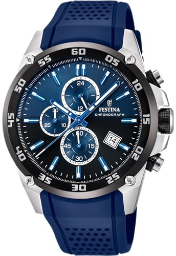 Festina Mens Stainless Steel Chronograph Watch with Rubber Strap F20330/A