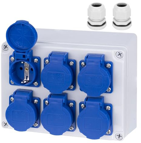 CHENGPI Distributeur D'alimentation Mural,Répartiteur de Courant Mural, Indice D'étanchéité IP54, Distributeur de Courant de Chantier,Prise Tableau électrique Avec Couvercle de Protectionp