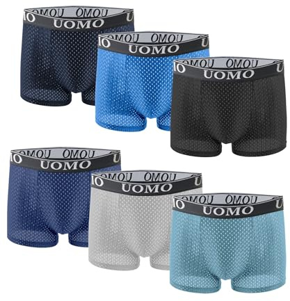 Channo Transparente Bolsa U Convexa Cómodo para Hombre Ropa Interior Transpirable Pack de 6 Bóxer 6 Piezas Calzoncillos Elástico Slips Multicolor,L