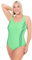 Ulla Popken Damen, Pipings, Unterbrustband, Vorderfutter Badeanzug, Kiwi, 54