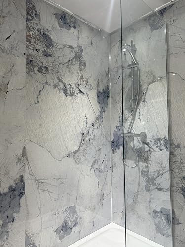 DBS Mystic Blue Marble Gloss Shower Wall Panel 1000mm Wide PVC Bathroom Cladding 1m x 2.4m