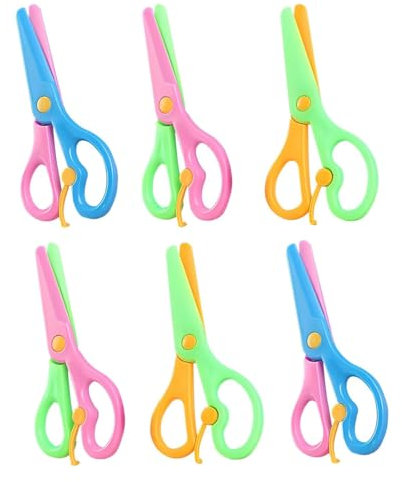 Linkshänder Kinderschere, 6 Stück Sicherheitsschere für Kinder, Bastelschere mit stumpfer Spitze, Kinder Papierschnitt Set, für DIY Lernspielzeug Pädagogisches Spielzeug, mehrfarbig, Farbe zufällig
