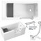 KOLMAN KOMPLETTSET 6in1 Acryl Weiß Wanne Badewanne Rechteck + AcrylSchürze, 140x70 cm, Seniorenbadewanne mit Glastür und Holzsitz AVO Rechts, Made in EU, Premium Ablaufgarnitur in Chrom & Wannenfüße
