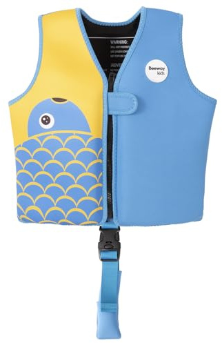 BEEWAY Swim Vest - Swim Jacket for Kids (3-6yrs) / Buoyancy Aid for Swimming with Removeable Floats and Safety Strap & Buckle