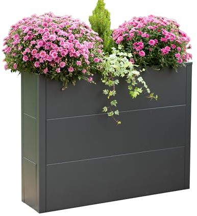 WESTMANN Metall Pflanzkübel Talus XL | Rechteckiger Pflanzkasten modern | Hochwertiger Blumenkasten aus galvanisiertem Stahl | Pulverbeschichtung Anthrazit | Wetterfest & robust