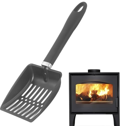 Ihålig öppen spis, metall kolskopa, rostfritt stål eldstadsspade, värmebeständigt kolrengöringsverktyg, lätt och hållbar, perfekt för inomhus- och utomhusbruk