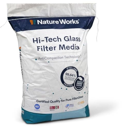 Nature Works Hi-Tech Filterglas 20 kg für Pool Sandfilteranlagen - Körnung 0,6 bis 1,2 mm - Aus 100% reinem Glas - Umweltschonender Glasfiltersand - Alternative zu Filtersand