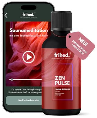 Frihed.® Infusión de sauna de alta calidad con aplicación de meditación, infusionante para todos los tipos de sauna, fragancia duradera para sauna, aceite extra de alta calidad, idea de regalo (Zen