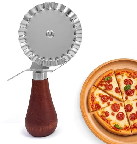 RYHHH Rotella Tagliapasta, Rotella Tagliapizza in Acciaio Inox con Manico in Legno Massello, Impugnatura Antiscivolo di Facile Presa per Pasta, Pasticceria e Ravioli, Perfetta per La Casa e La Cucina