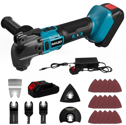 Cordless Oscillating Multi Tools with 1pcs 4000mAh Battery, Compatible with 18V LXT-Battery, 6 Speeds to 21000 OPM, 4°Angle, Quick-fit Blade with 21pcs Accessories for Cutting, Sanding, Scraping