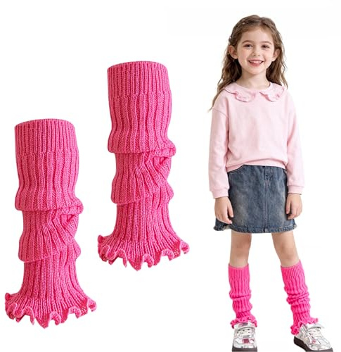 Scaldamuscoli Bambina Danza, Scaldacuore Bambina Rimani Caldo e Elegante Scaldamuscoli 80 Scaldatori a Maglia per la Caviglia per Gli Anni 80 Danza di Festa Sport Accessori per Yoga (Rosa Rosa)