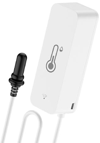 DEWIN WLAN Smart Hygrometer Termometer, Temperatur- och Fuktighetssensor T01 med 1m Prob Stöd Intelligent Fjärrövervakning Applarm och Datainspelning | Smart termometer med Tuya-app smart datainspelning