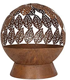 La Hacienda Globe de Feuilles - Brasero Exterieur - Fire Bowl - Bol á Feu - Acier - 50x50x63cm