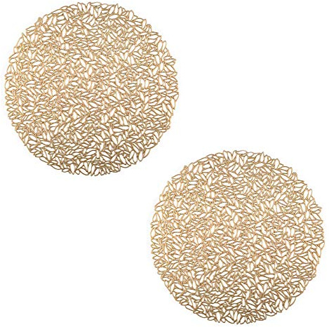 2 stycken roséguld ihåliga bordstabletter, runda guldbordstabletter, runda tomma PVC-bordsunderlägg, för platt grytlapp, bordsdekoration (guld)