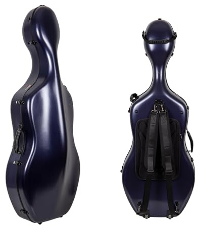 Crossrock Poly Carbon Cello Case for 4/4 Full-Size | Matte Blue Finish, Wheels, Lightweight & Durable – Best for School Orchestra & Student Musicians