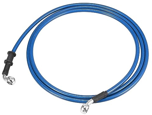Motoforti - Tubo idraulico rinforzato per freno e frizione di moto, 200 cm / 78,74 pollici, in acciaio inossidabile intrecciato, colore blu