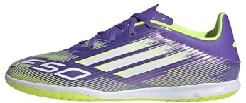 adidas Unisex F50 Club Indoor Football Boots Fußballschuhe, Purple Rush/FTWR White/Lucid Lemon, 44 2/3 EU