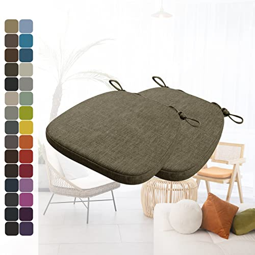 Kimgull 2er Set Stuhlkissen mit Bändern Bequeme Waschbare Rutschfestes Sitzkissen Ideal für zu Hause und Gartendekoration, viele Farben und Größen zur Auswahl (40X38X3CM Hanfbraun)