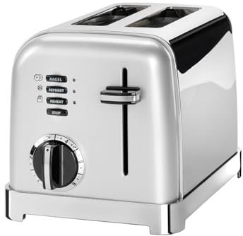 Cuisinart Grille-pain 2 tranches - Fentes larges, idéal pour le pain épais et les bagels - 6 niveaux de brunissage et décongélation - Fentes larges, Remontée maximale - Perle givrée