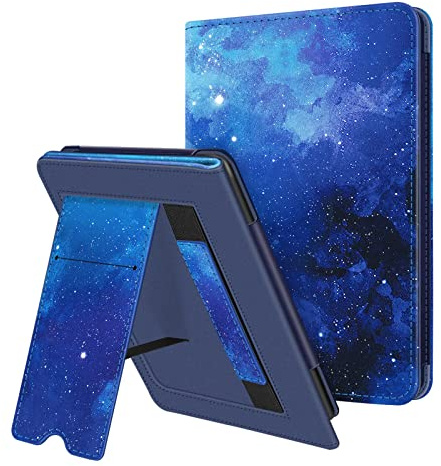 Fintie Funda de Soporte para Nuevo Kindle 2024/2022 11ª generación - Funda de Piel sintética con Ranura para Tarjeta y Correa de Mano, Cielo Estrellado