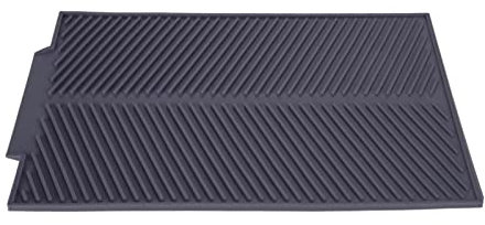 Rechteckige Abtropfmatte, Abtropfmatte aus Silikon, 39 X 25 Cm, Hitzebeständig, Rutschfest, für Küchen, Theken, Bars, Restaurants, Cafés, Zum Trocknen von Geschirr (Grau)