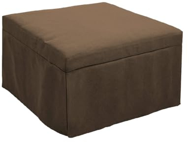 MarinelliGroup Pouf letto singolo con materasso 75X75X43 cm salvaspazio pieghevole camera cameretta soggiorno poggiapiedi tessuto Beny (Marrone)