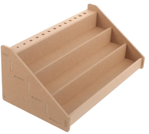 SEWACC Wooden Paint Rack Organizer, 3 layers Paint Rack Holder with Brush Holder, Ink Bottle Rack Miniature Storage Stand