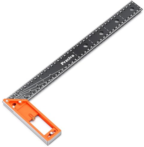Preciva Équerre Menuisier 400 Mm, Equerre Combinée Menuisier, Equerre De Menuisier Aluminium Equerre De Menuisier 10/90 Degree Markable Scribing Regle Équerre Pour Tracé, Mesure, Marquage