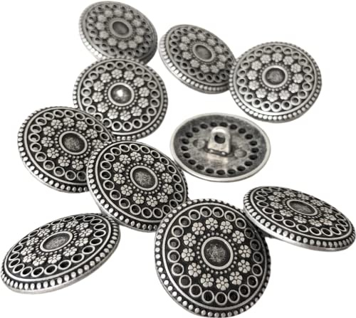Silverfärgade Antika Platta Metallknappar med Ögonlock 17 mm eller 22 mm (10-pack) (17 mm)