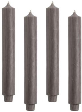 ukiyo 4er Pack Rustikale Stabkerzen H:30 cm Ø:3,2 cm - 21 Stunden Brenndauer - Dicke Kerzen Dinnerkerzen Tafelkerzen Kirchenkerzen, Farbe:Leinen (dunkel)