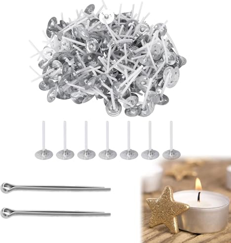 200 Stück Mechas para Velas, Mechas para Velas Algodón Natural, Kit de Mechas para Velas, Algodón Orgánico Natural, con Pegatinas de Mecha, para DIY en la Fabricación de Velas y Candelabros