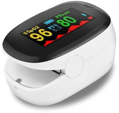 Oxymetre de Doigt Professionnel,Saturometre Oxymetre,Saturometre de pouls,Saturation Oxygène Doigt,pulse oximeter mit Écran LED Mesure SpO2 et PR(Blanc)