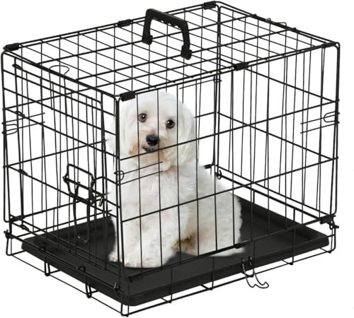 Dog Crate, large Medium Dog Cage with 2 Doors and Removal Tray Folding Metal Pet Training Cage Animal Carriere (18inch)