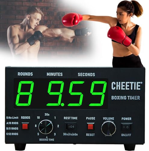 YCNLYSSR Temporizador de Gimnasio Profesional, Temporizador de intervalos de Boxeo clásico con Pantalla LED, Tiempo de Entrenamiento y repeticiones de Ciclo seleccionables, Sonido Ajustable, Verde