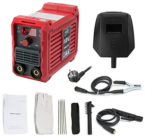 VOBOR Mini Soldador Inverter, 250A Maquina de Soldar Electrodo con Tecnología IGBT, Pantalla LED, Anti-Stick, Portátil Soldadora Electrodo, MMA 250