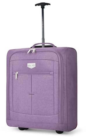 LUGG Cabin Size Lightweight Luggage - Durable 600D Polyester Snowflake Push Up Trolley - Solid Wheels - Easyjet, Ryanair, British Airways - Airway Locker (56x45x25cm)