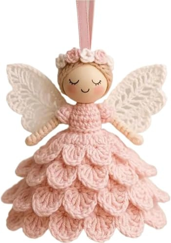Pipihome DIY Angel Ornament Crochet Kit, Handmade Crochet Hooks Set Crafts for Beginners, Angels Christmas Tree Hanging Decorations, Warm Home Decorations, Ideal Christmas Party Gift for Adults