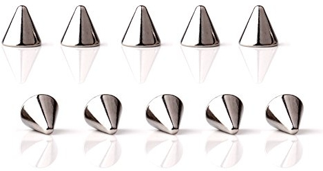 Ruifan 4mm Externally Threaded 316L Surgical Steel Replacement Spikes Body Jewelry Piercing Barbell Parts for Lip Eyebrow Tongue Belly Navel Nose Nipple Ring 16G Pack of 10